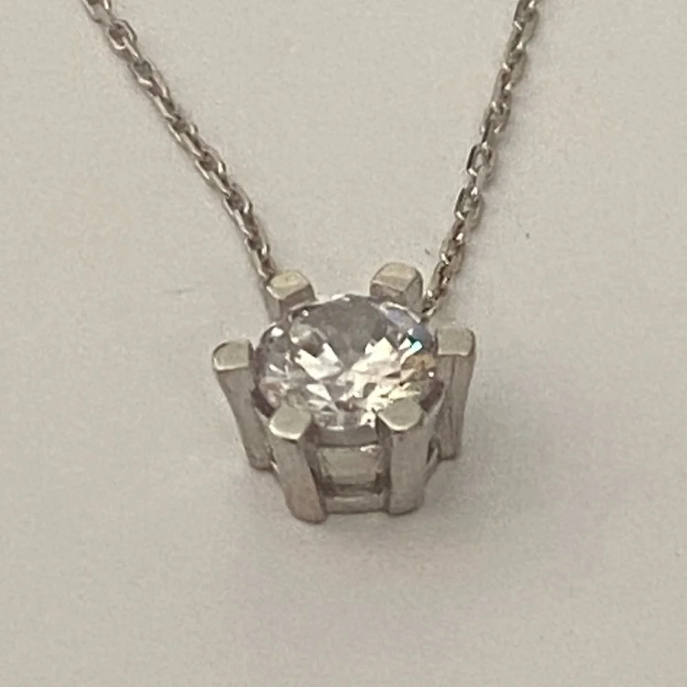 925 silver necklace cz cubic zirconia round stone